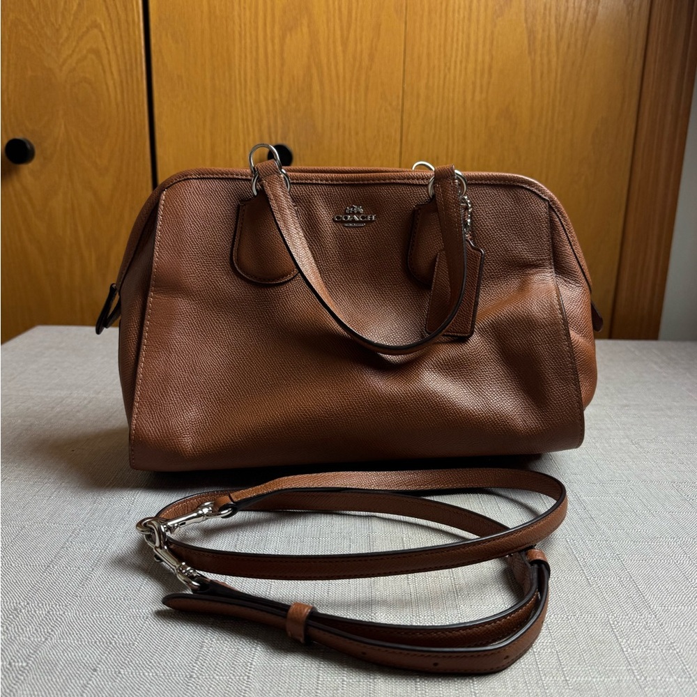 Coach Leather Satchel with Crossbody - Brown